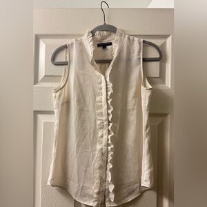 Banana Republic Cream Ruffle Front Blouse